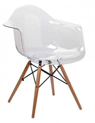 Fotel ICE WOOD transparentny - poliweglan, podstawa bukowa