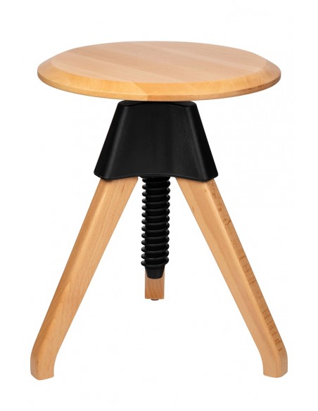 Stołek JERRY czarny - polipropylen, drewno