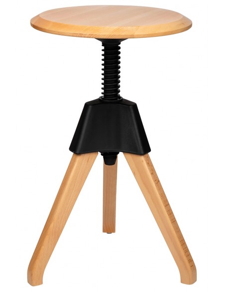 Stołek JERRY czarny - polipropylen, drewno