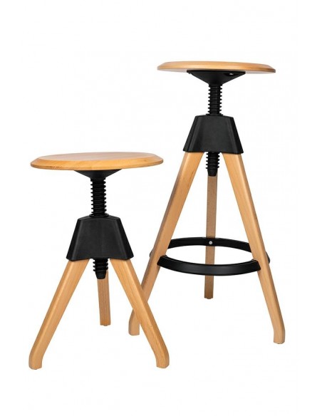 Stołek JERRY czarny - polipropylen, drewno