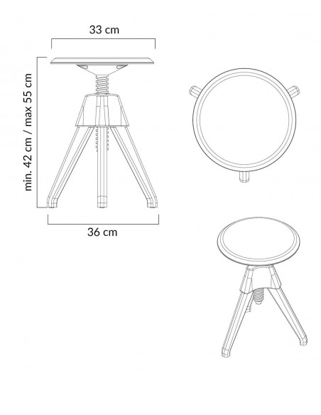 Stołek JERRY czarny - polipropylen, drewno