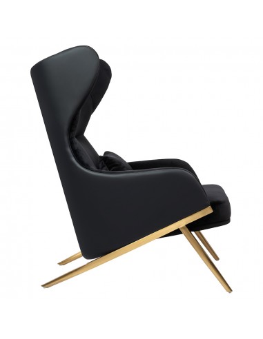 Fotel HAMPTON VELVET czarny, ekoskóra czarna - złota podstawa