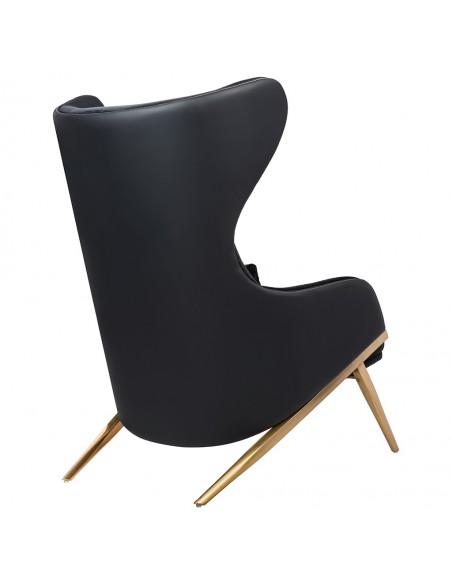 Fotel HAMPTON VELVET czarny, ekoskóra czarna - złota podstawa