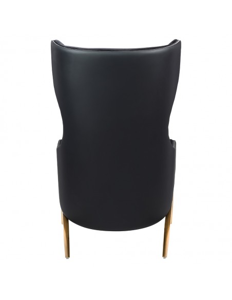 Fotel HAMPTON VELVET czarny, ekoskóra czarna - złota podstawa
