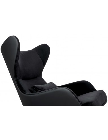 Fotel HAMPTON VELVET czarny, ekoskóra czarna - złota podstawa