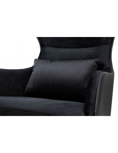 Fotel HAMPTON VELVET czarny, ekoskóra czarna - złota podstawa