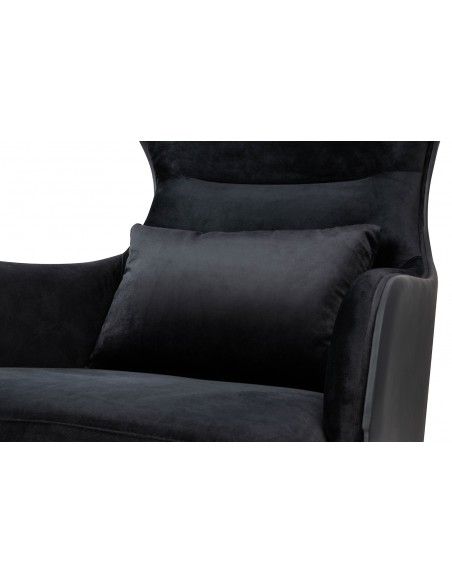 Fotel HAMPTON VELVET czarny, ekoskóra czarna - złota podstawa