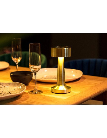 Lampa biurkowa LEE złota - wbudowana bateria, LED