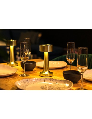 Lampa biurkowa LEE złota - wbudowana bateria, LED