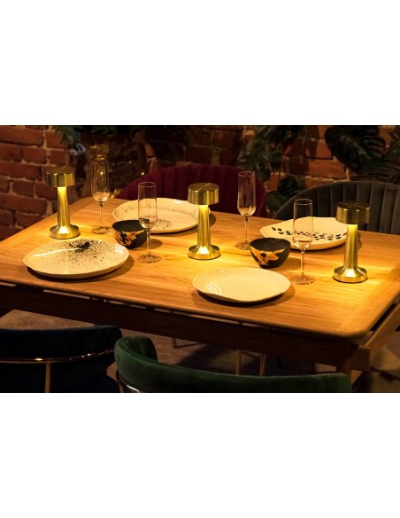 Lampa biurkowa LEE złota - wbudowana bateria, LED