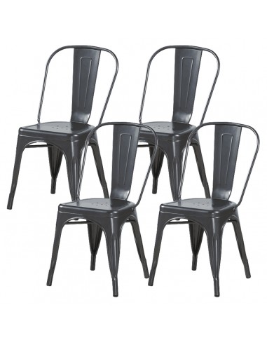 4 krzesła metalowe Paris ciemno szare