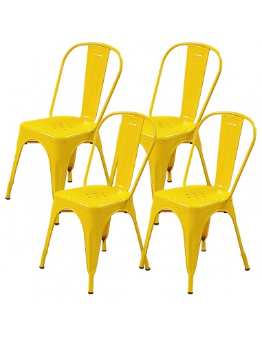 4 krzesła metalowe Paris żółte
