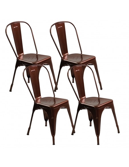 Zestaw stół Kansas i 4 krzesła Paris miedziane