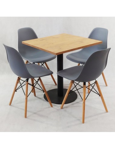 Zestaw stół Kansas i 4 krzesła Milano grafitowe